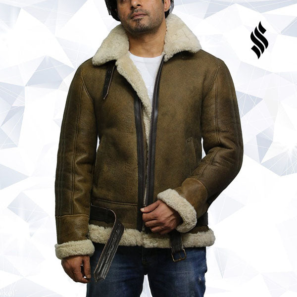Men’s Aviator Real Shearling Sheepskin Leather Bomber Flying Jacket | Rugged Winter Authority | Full Grain Apparel