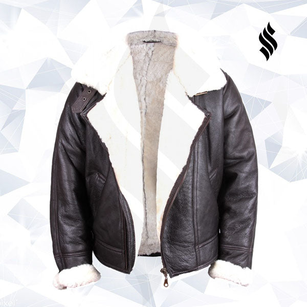 Chaqueta de aviador B3 de piel de oveja para hombre | Herencia invernal resistente | Prenda de cuero de plena flor