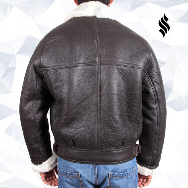 Chaqueta de aviador B3 de piel de oveja para hombre | Herencia invernal resistente | Prenda de cuero de plena flor
