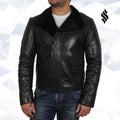 Men’s Black Shearling Sheepskin Jacket | Rugged Winter Minimalism | Full Grain Apparel
