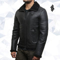 Men’s Black Sheepskin Flying Jacket | Rugged Winter Minimalism | Full Grain Apparel
