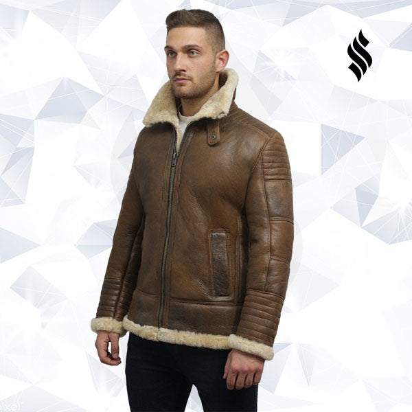 Men’s Brown Sheepskin Flying Jacket | Rugged Heritage Style | Full Grain Apparel