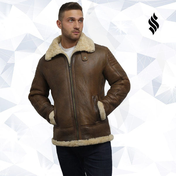 Men’s Brown Sheepskin Flying Jacket | Rugged Heritage Style | Full Grain Apparel