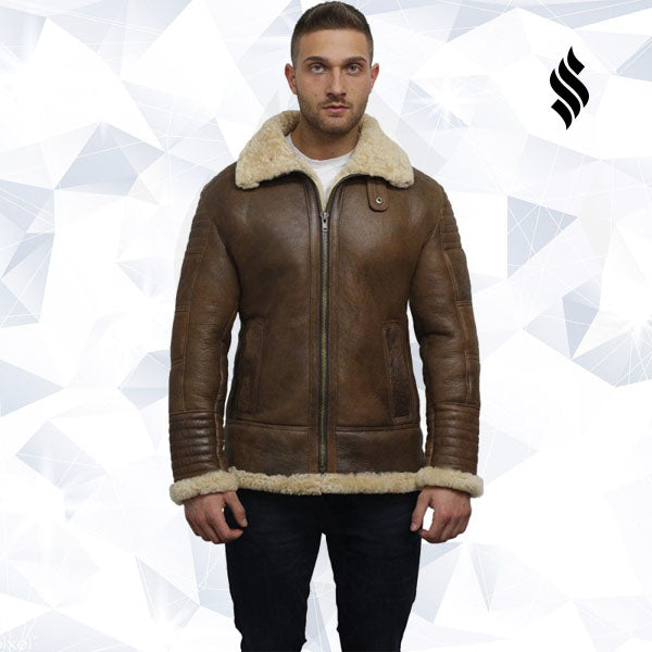 Men’s Brown Sheepskin Flying Jacket | Rugged Heritage Style | Full Grain Apparel