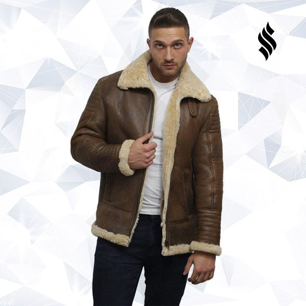 Men’s Brown Sheepskin Flying Jacket | Rugged Heritage Style | Full Grain Apparel