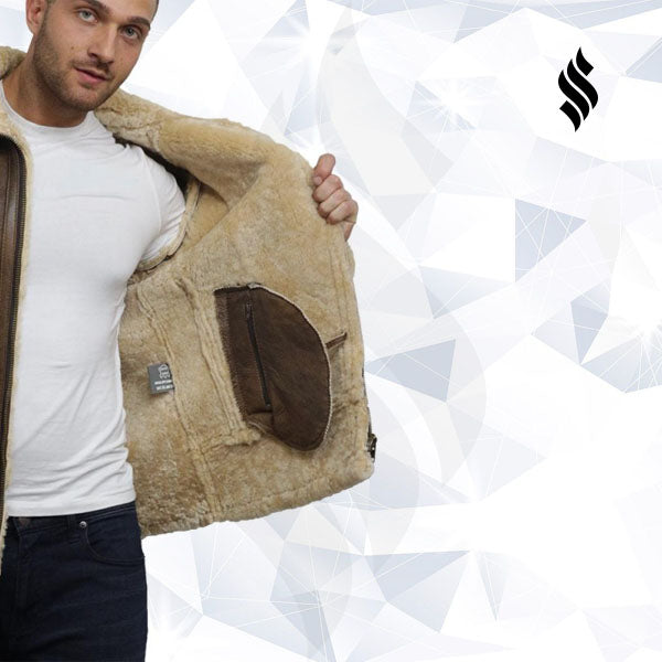 Men’s Brown Sheepskin Flying Jacket | Rugged Heritage Style | Full Grain Apparel