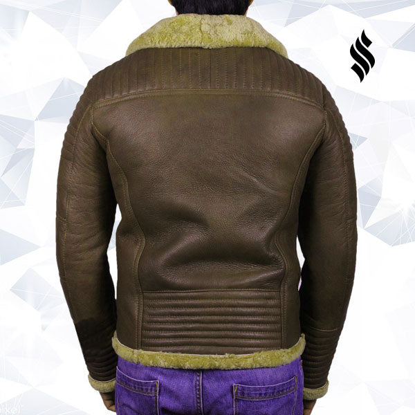 Men’s Brown Sheepskin Flying Jacket | Rugged Heritage Style | Full Grain Apparel