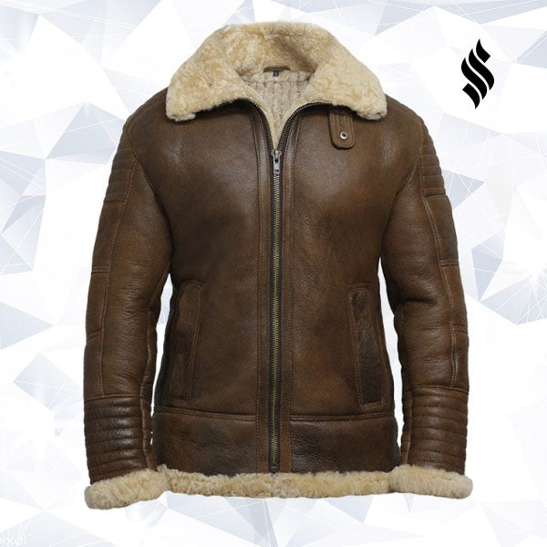Men’s Brown Sheepskin Flying Jacket | Rugged Heritage Style | Full Grain Apparel