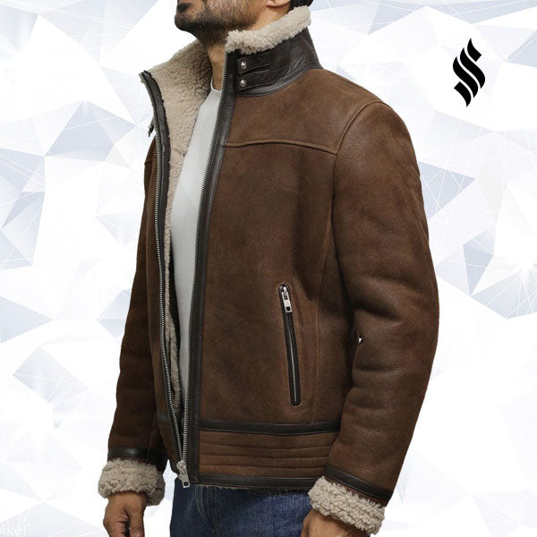 Men’s Brown Genuine Shearling Sheepskin Leather Jacket | Vintage Winter Authority | Full Grain Apparel