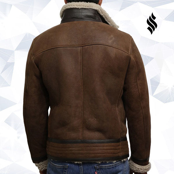 Men’s Brown Genuine Shearling Sheepskin Leather Jacket | Vintage Winter Authority | Full Grain Apparel