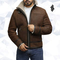 Men’s Brown Genuine Shearling Sheepskin Leather Jacket | Vintage Winter Authority | Full Grain Apparel