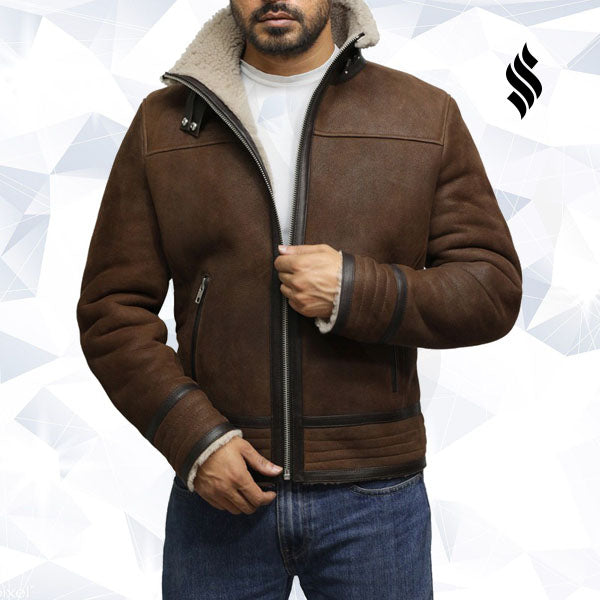 Men’s Brown Genuine Shearling Sheepskin Leather Jacket | Vintage Winter Authority | Full Grain Apparel