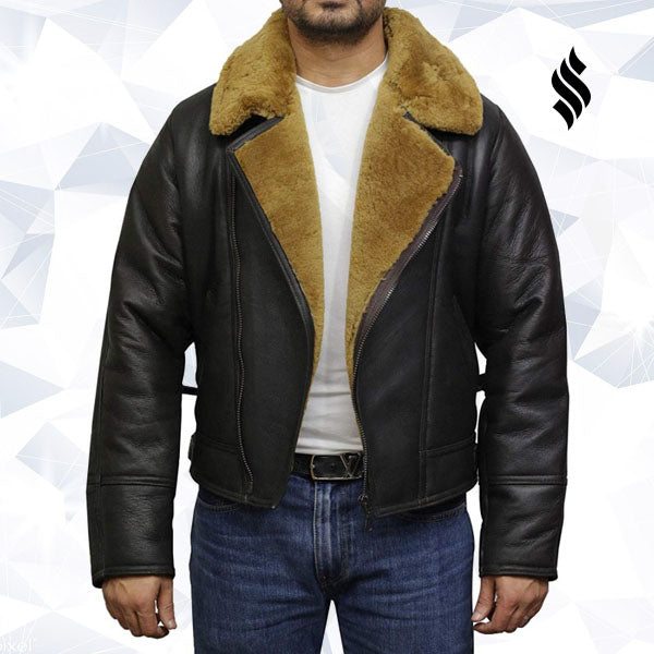 Men’s Leather Shearling Sheepskin Jacket | Rugged Winter Sophistication | Full Grain Apparel