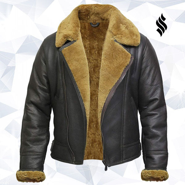 Men’s Leather Shearling Sheepskin Jacket | Rugged Winter Sophistication | Full Grain Apparel