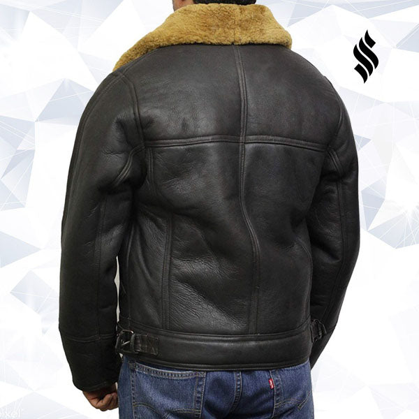 Men’s Leather Shearling Sheepskin Jacket | Rugged Winter Sophistication | Full Grain Apparel