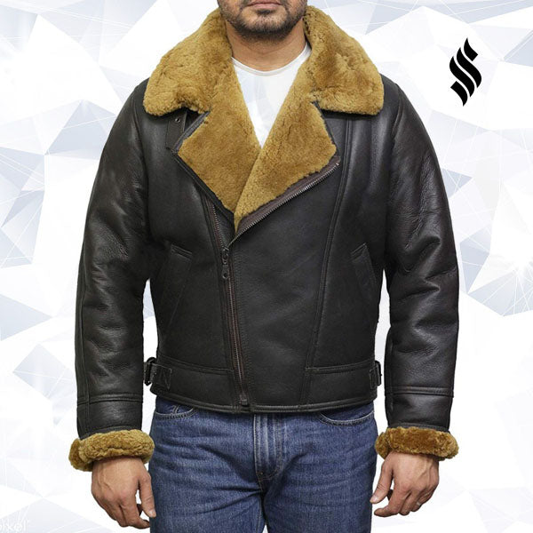 Men’s Leather Shearling Sheepskin Jacket | Rugged Winter Sophistication | Full Grain Apparel
