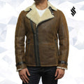 Men’s Luxury Aviator Rust Brown Shearling Sheepskin Flying Jacket | Rugged Earthy Sophistication | Full Grain Apparel
