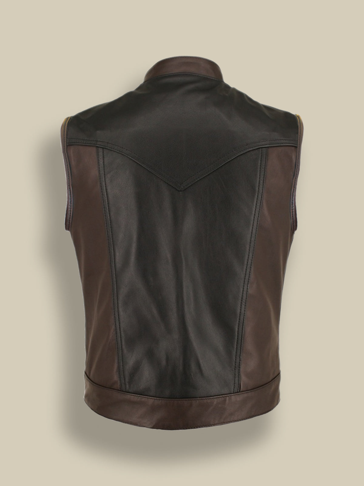 Men’s Bison Brown Leather Moto Vest | Tactical Heritage Gilet | Full Grain Apparel