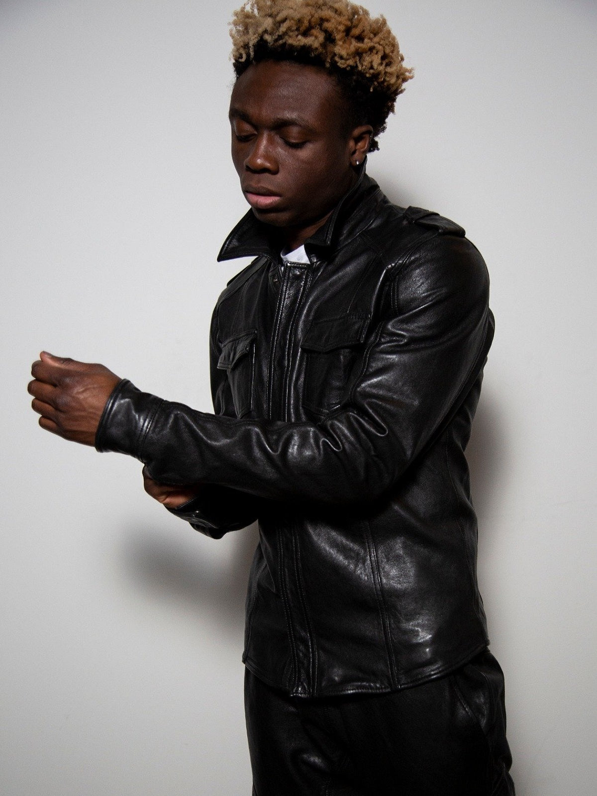 Men’s Dark Knight Black Leather Moto Jacket | Industrial Biker Style | Full Grain Apparel