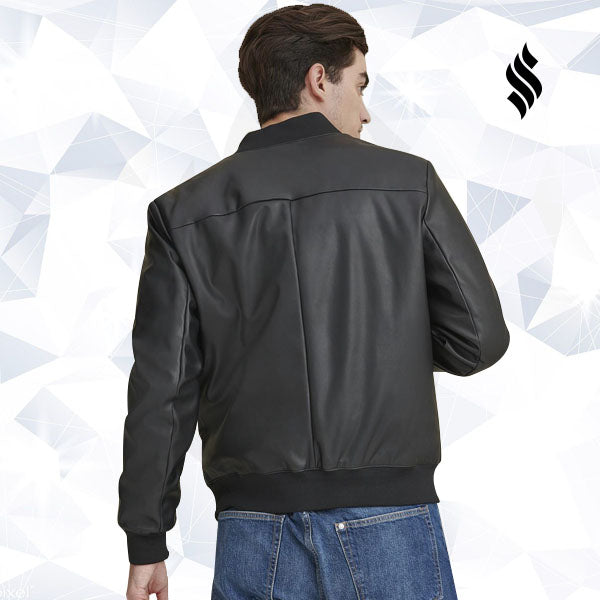 Men’s Black Leather Bomber Jacket | Rugged Urban Essential | Full Grain Apparel