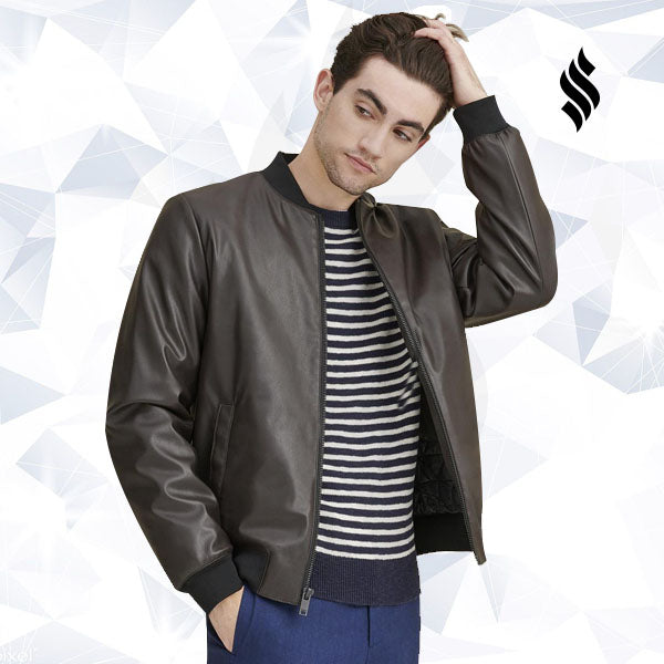 Men’s Dark Brown Bomber Leather Jacket | Rugged Urban Classic | Full Grain Apparel