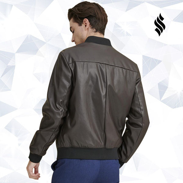 Men’s Dark Brown Bomber Leather Jacket | Rugged Urban Classic | Full Grain Apparel
