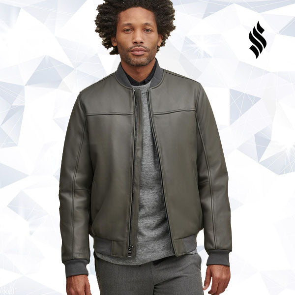 Men’s Leather Stadium Bomber Jacket | Rugged Varsity Streetwear | Full Grain Apparel