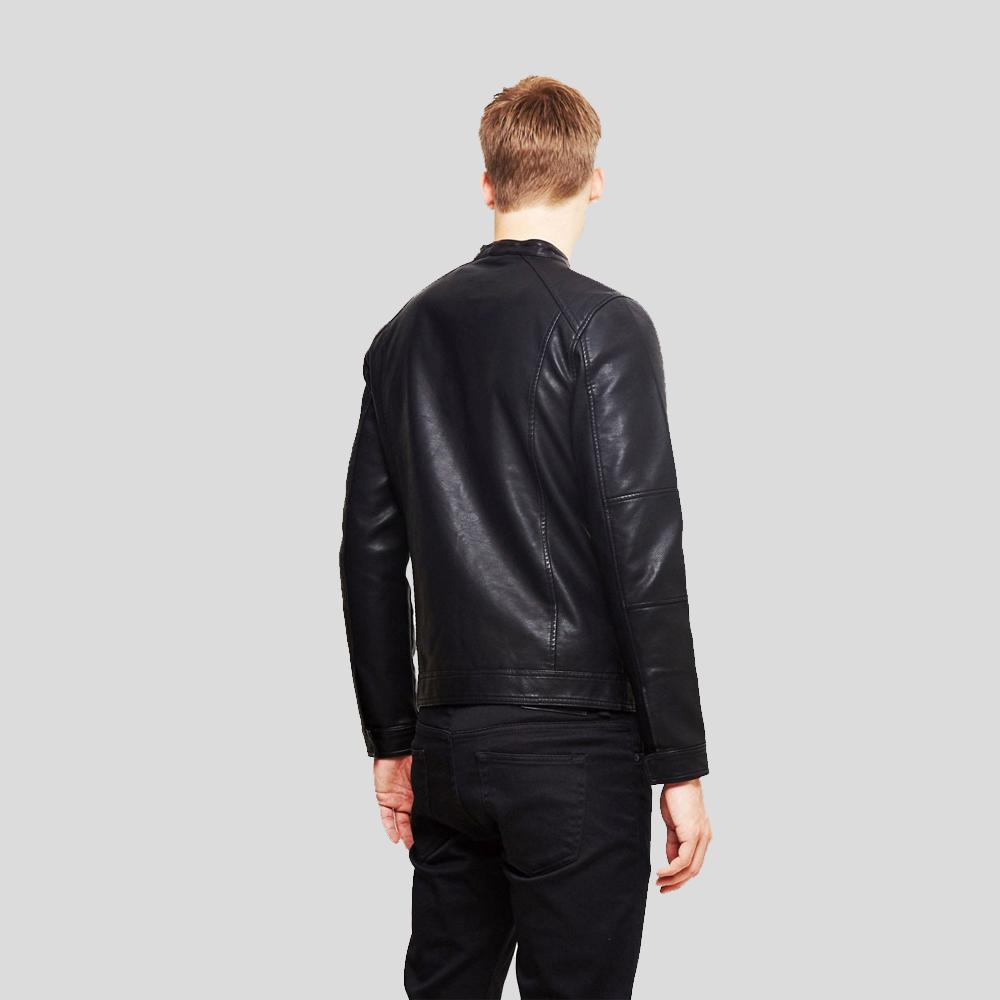 Chaqueta de motociclista de cuero negro Eric para hombre | Prenda de cuero de plena flor