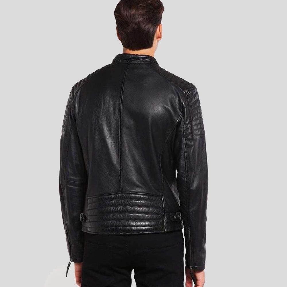 Men's Greg Black Leather Racer Jacket | Full Grain Apparel
