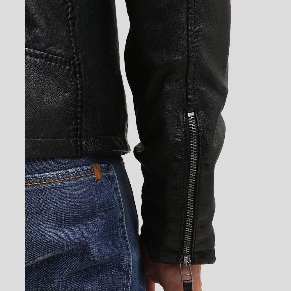 Chaqueta Racer Jose de Cuero Negro para Hombre | Prendas de Piel Plena Flor