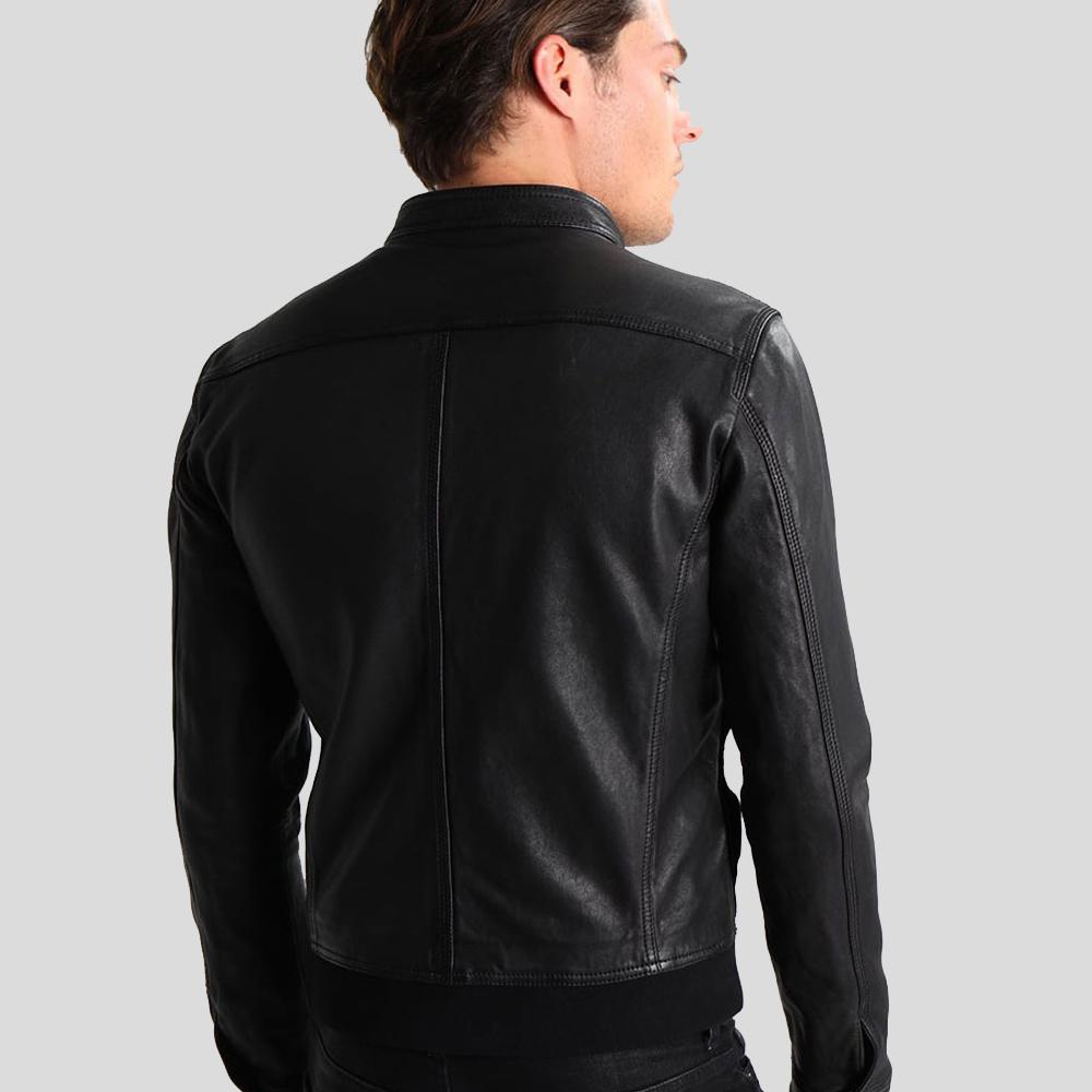 Men's Juan Black Leather Racer Jacket | Genuine Lambskin | Full Grain Apparel