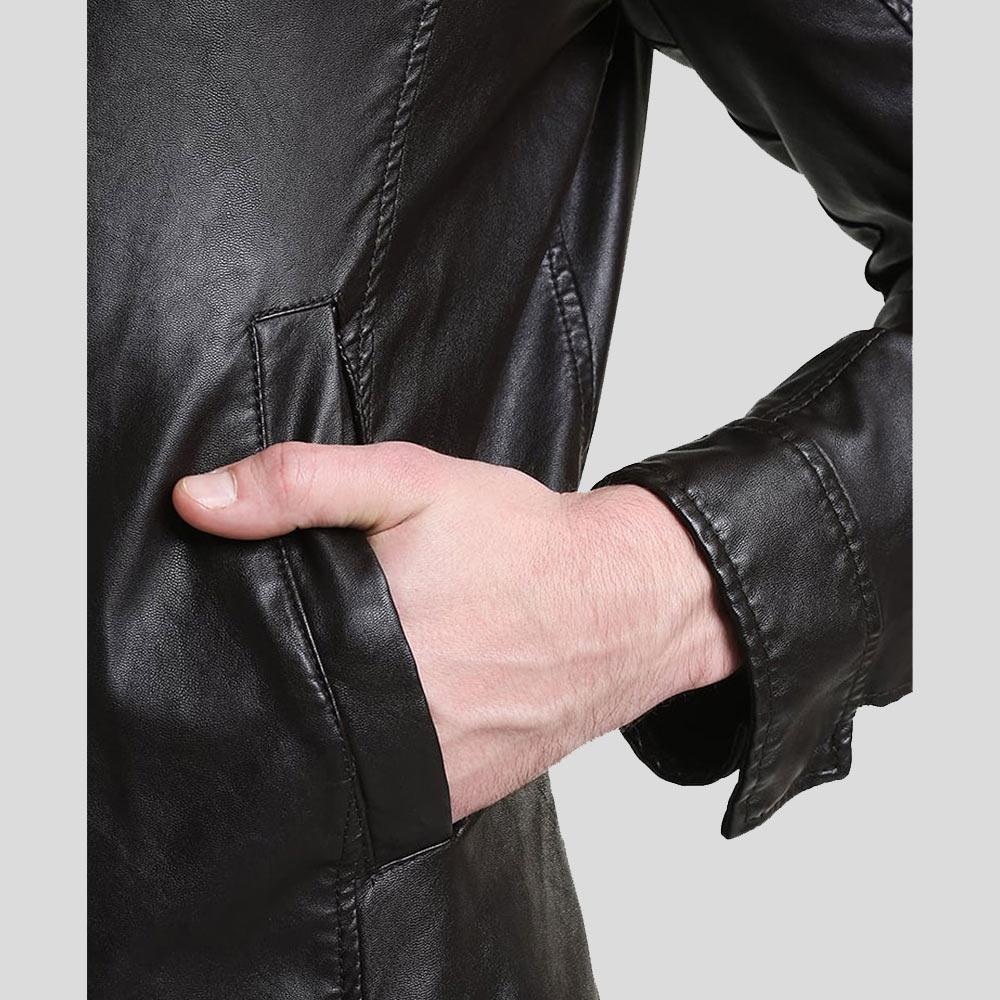 Men's Mark Black Lambskin Leather Racer Jacket | Full Grain Apparel