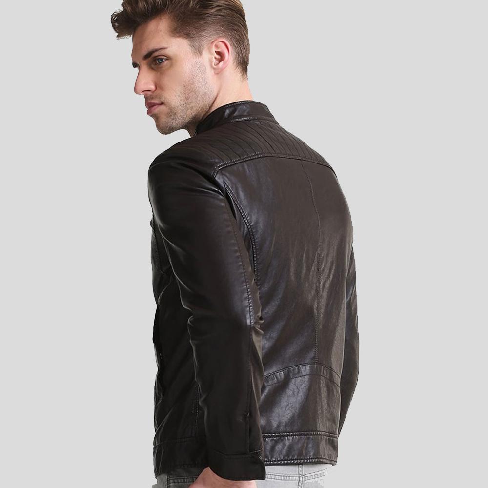 Men's Mark Black Lambskin Leather Racer Jacket | Full Grain Apparel