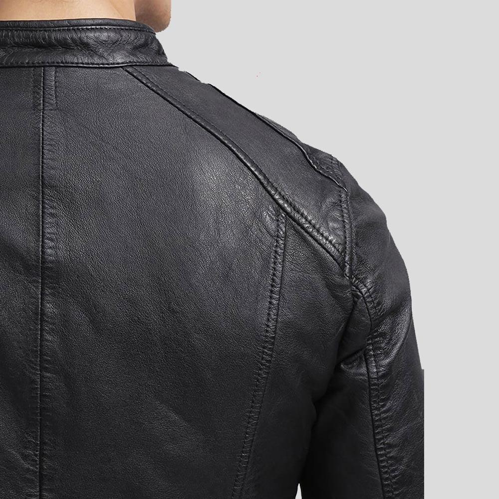 Men's Scott Black Leather Racer Jacket | Full Grain Apparel