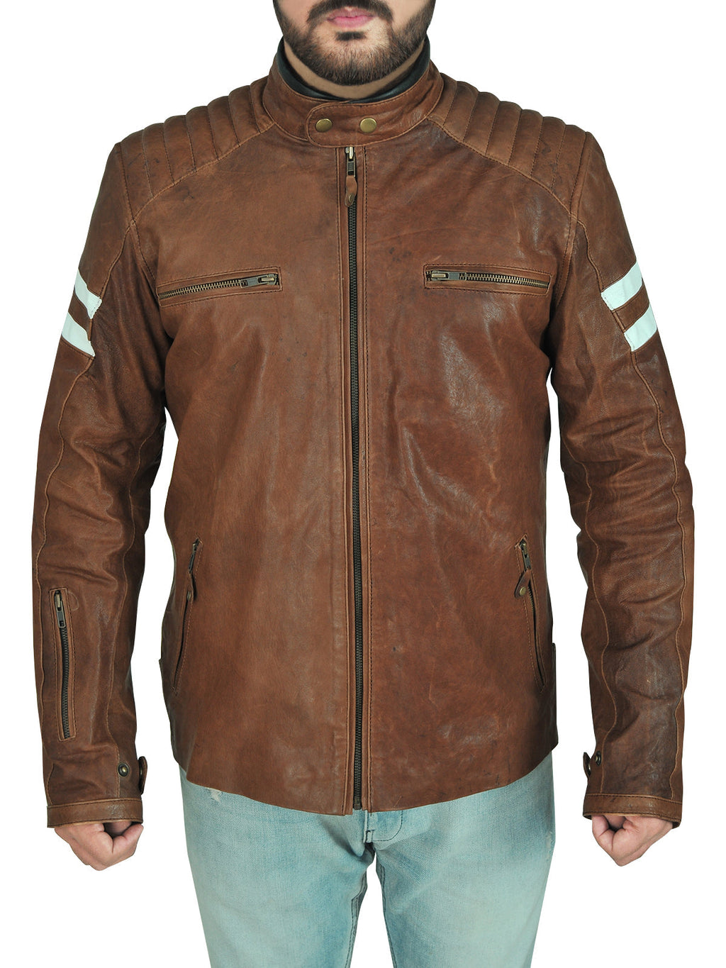 Men’s Classic Brown Leather Biker Jacket | Vintage Cafe Racer | Full Grain Apparel