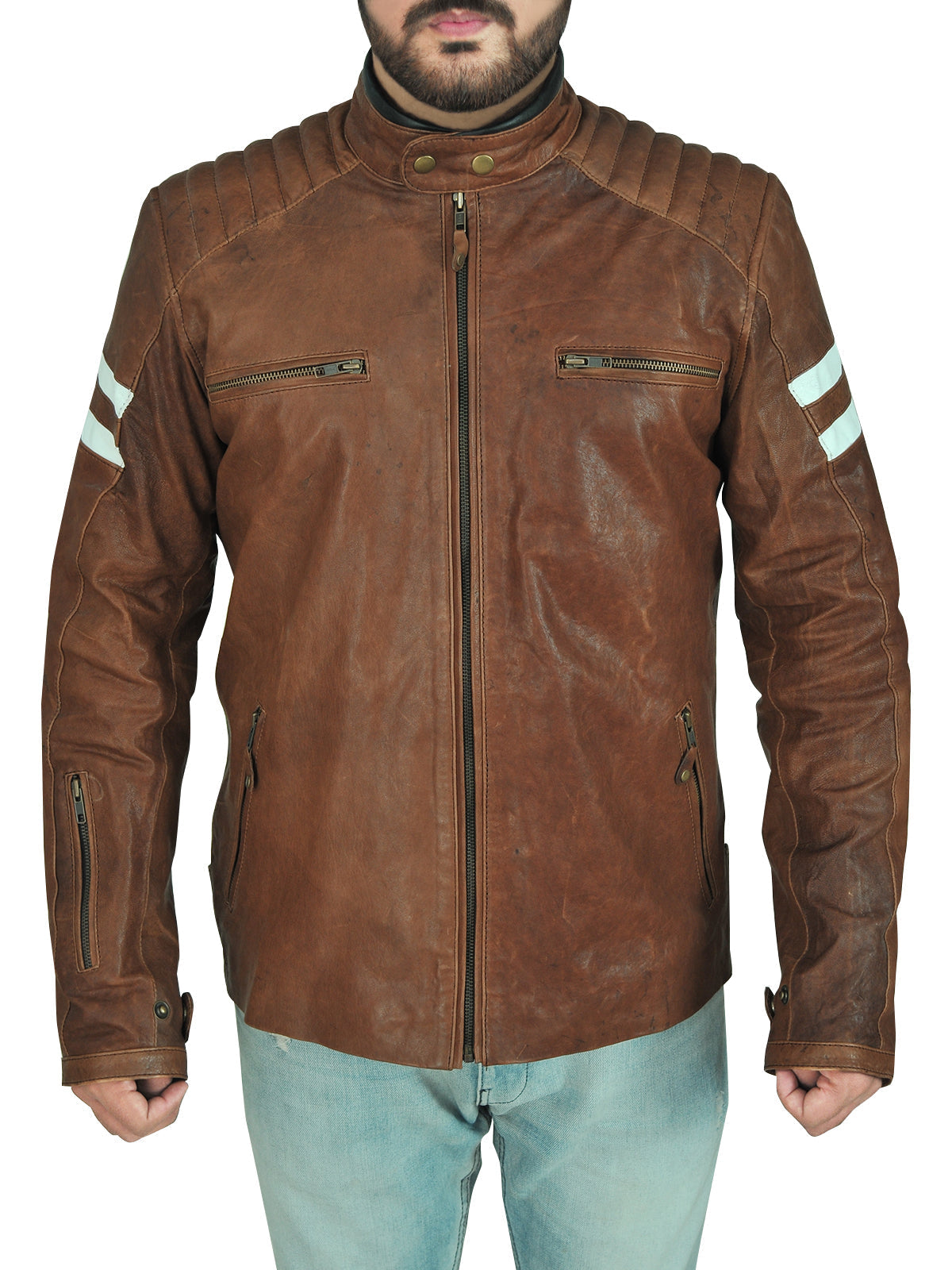 Men’s Classic Brown Leather Biker Jacket | Vintage Cafe Racer | Full Grain Apparel