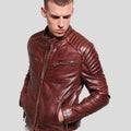 Men's Fred Brown Leather Racer Jacket | Full Grain Apparel