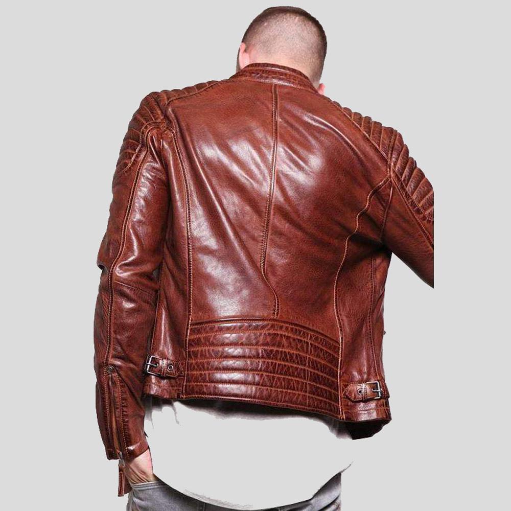 Men's Fred Brown Leather Racer Jacket | Full Grain Apparel