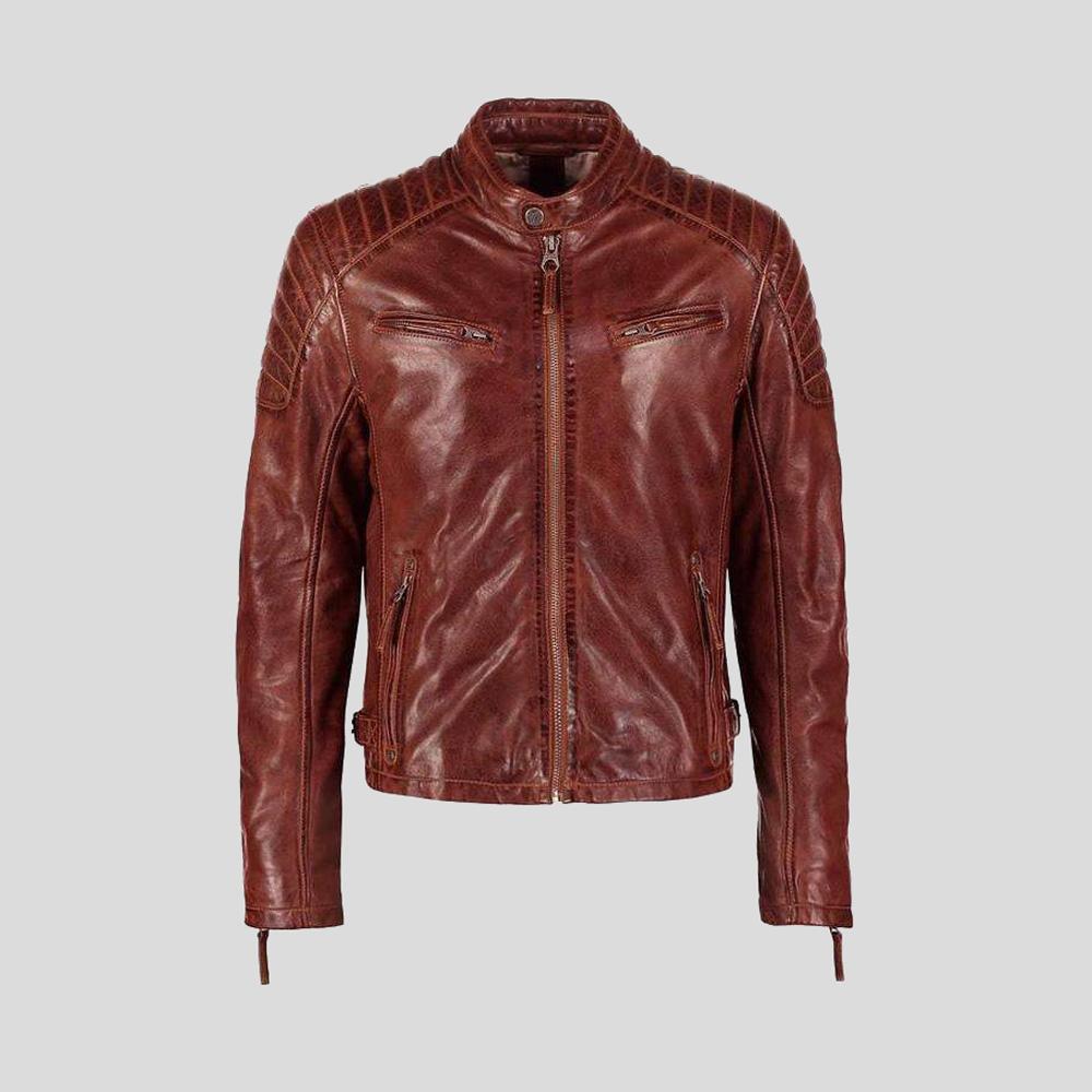 Men's Fred Brown Leather Racer Jacket | Full Grain Apparel