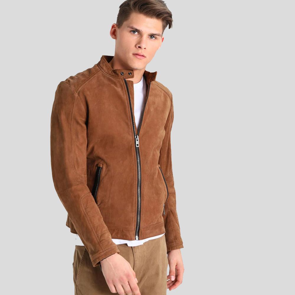 Men's Jason Brown Suede Leather Racer Jacket | Full Grain Apparel