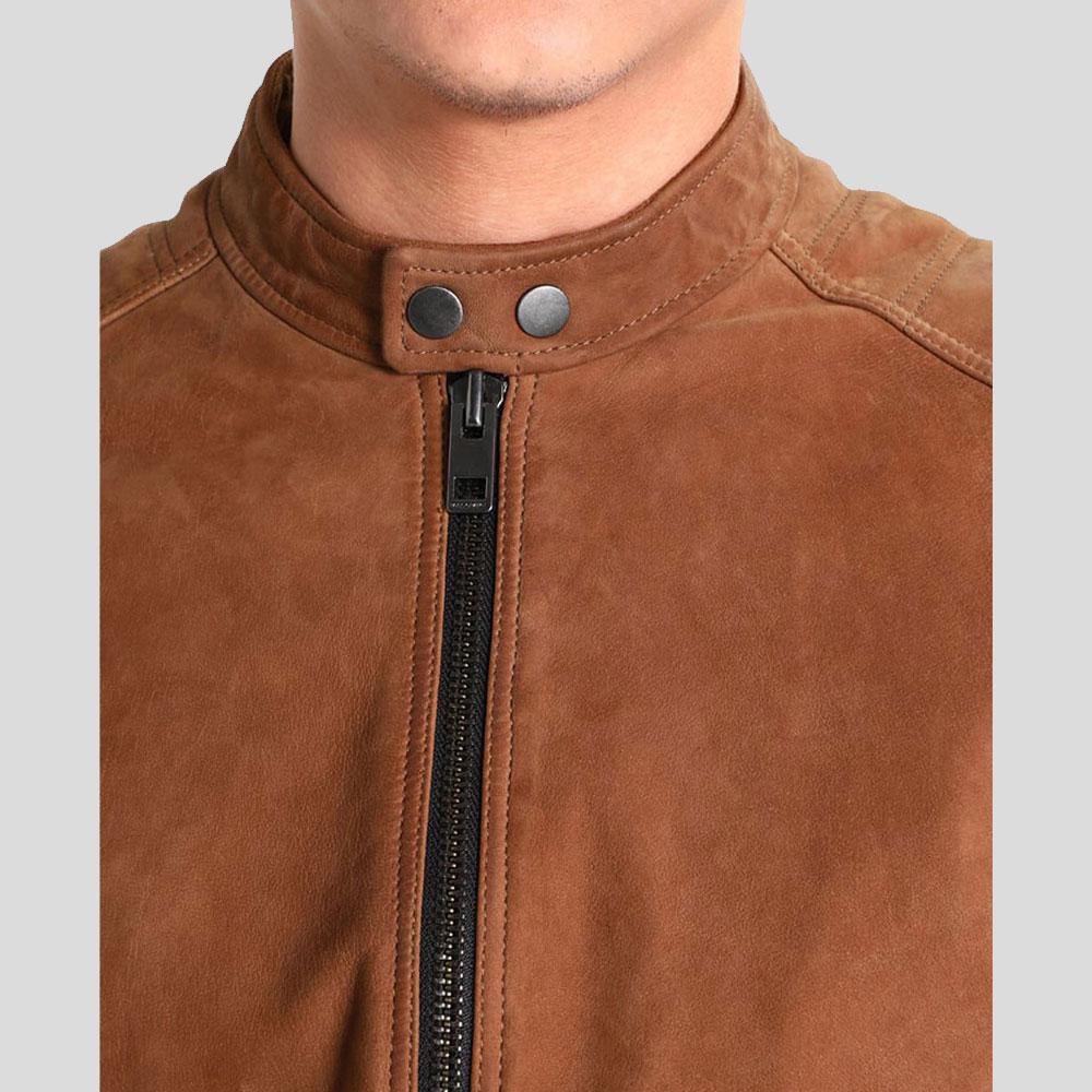 Men's Jason Brown Suede Leather Racer Jacket | Full Grain Apparel