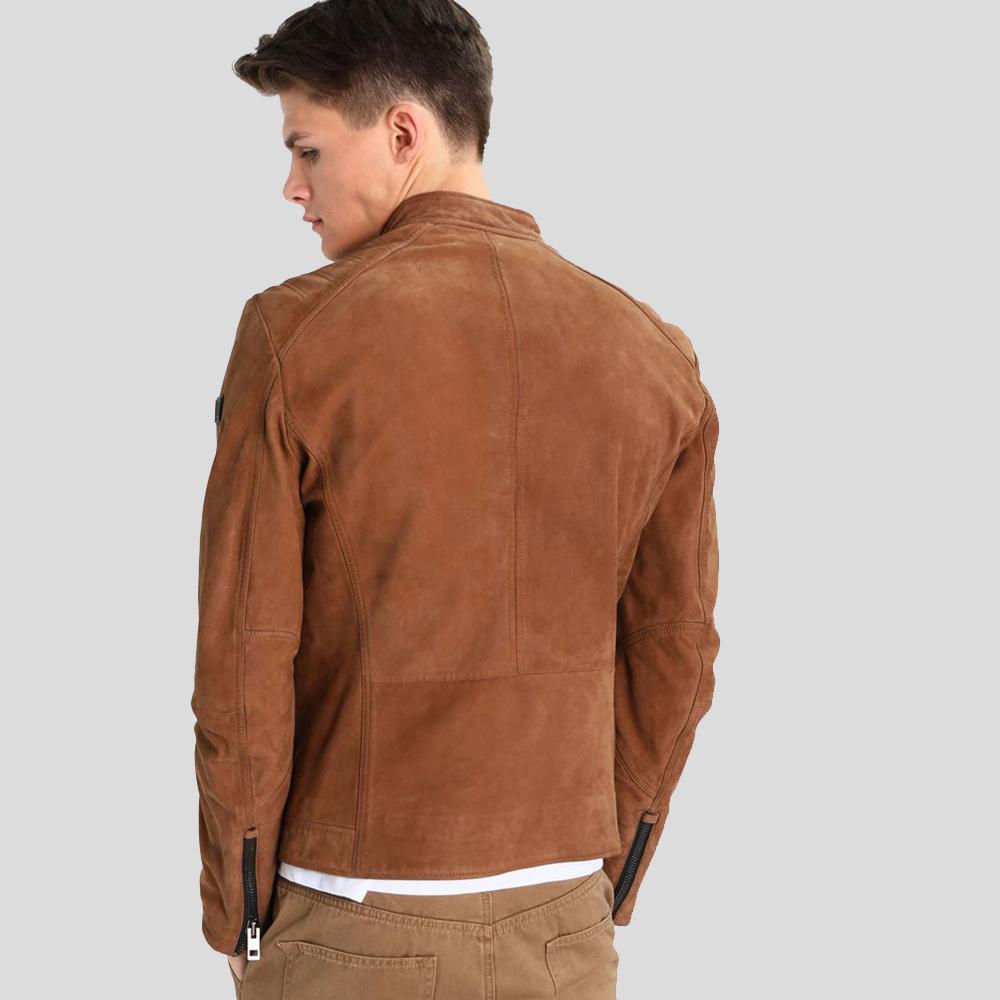 Men's Jason Brown Suede Leather Racer Jacket | Full Grain Apparel