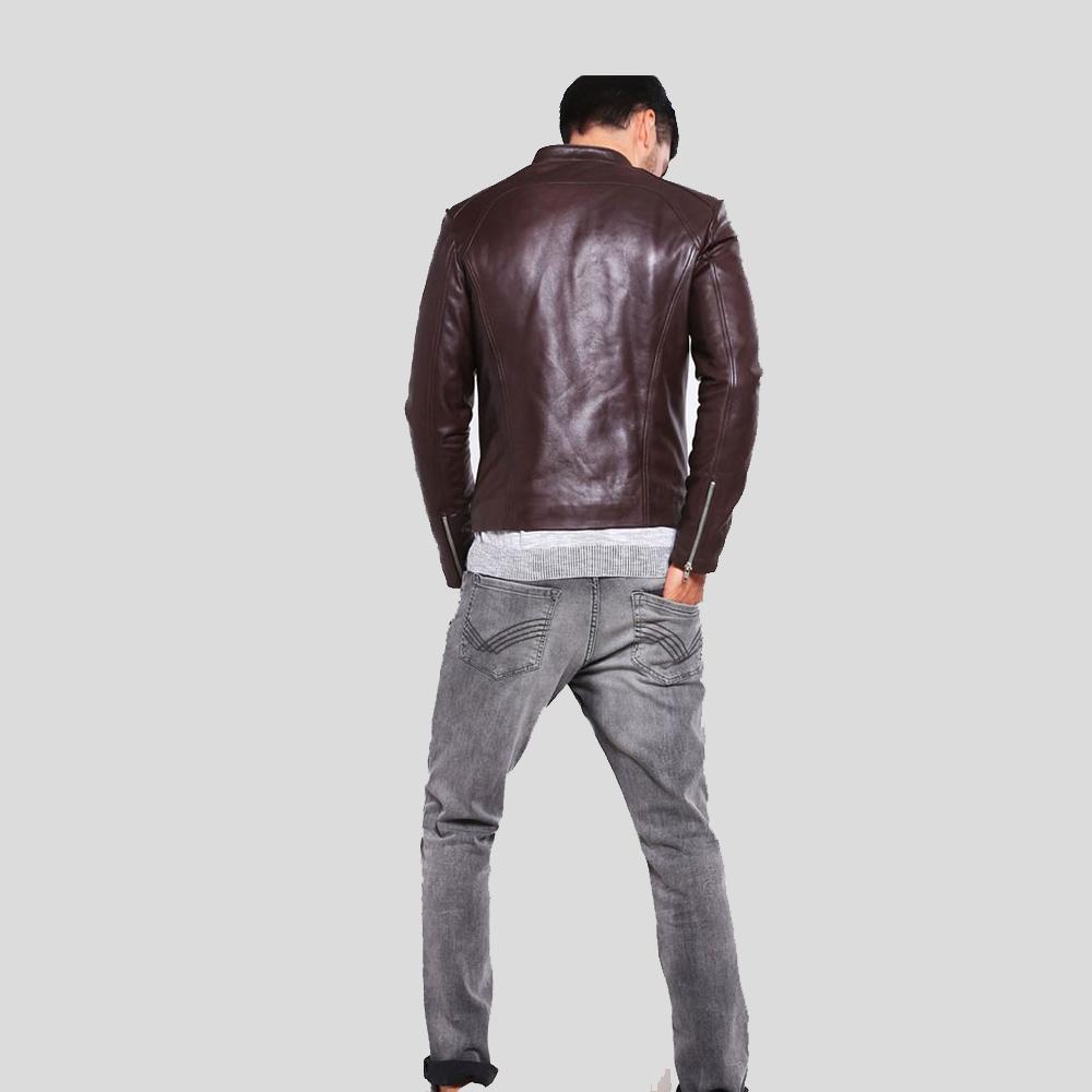 Men's Joey Brown Leather Racer Jacket | Full Grain Apparel