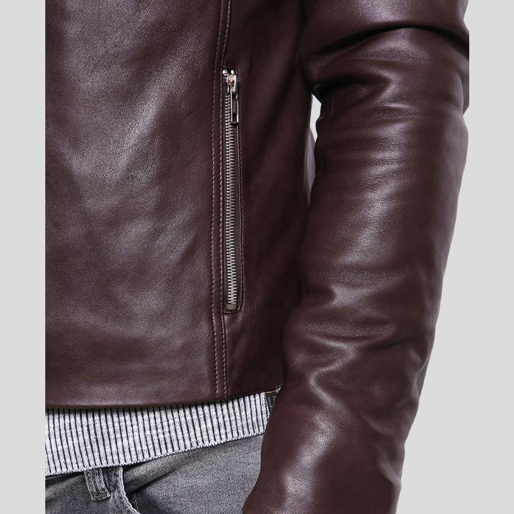 Men's Joey Brown Leather Racer Jacket | Full Grain Apparel