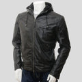 Men's Franc Black Hooded Leather Jacket | Full Grain Apparel