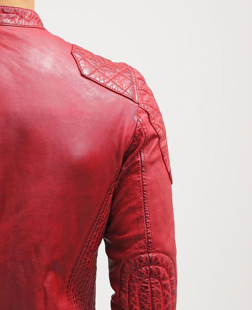 Men's Hank Red Quilted Leather Jacket | Full Grain Apparel