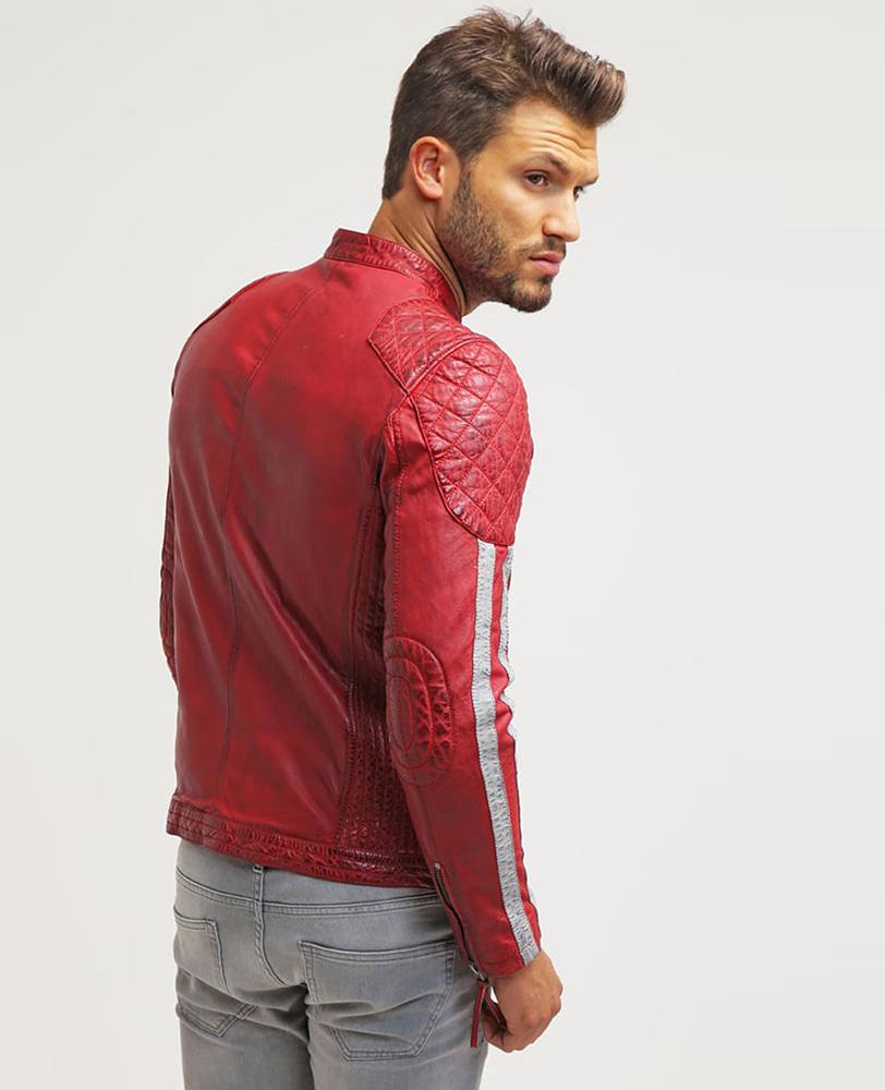 Men's Hank Red Quilted Leather Jacket | Full Grain Apparel