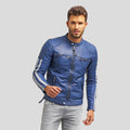 Men's Ivor Blue Quilted Leather Jacket | Full Grain Apparel