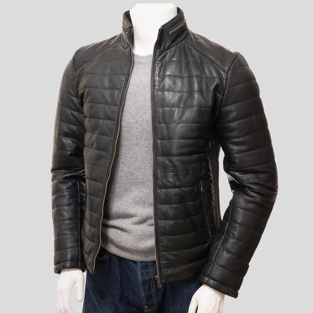 Men's Jair Black Quilted Leather Jacket | Full Grain Apparel