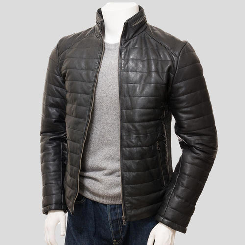 Men's Jair Black Quilted Leather Jacket | Full Grain Apparel